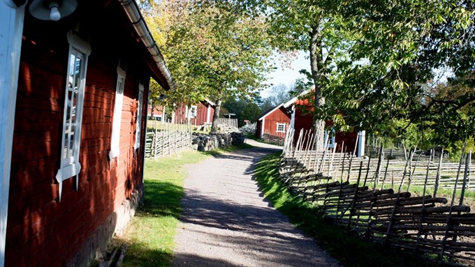 Old houses in Åsens by, a cultural reserve where time stopped  in the year 1900.