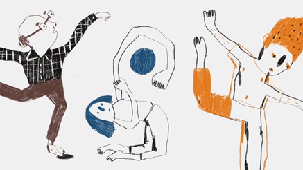 Illustration med tecknade figurer som ställer frågor.