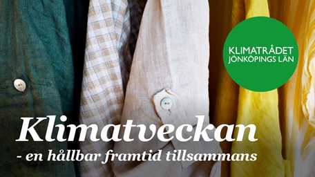 Tyger i olika färger och texten "Klimatveckan - en hållbar framtid tillsammans". I ena hörnet syns Klimatrådets logotyp.
