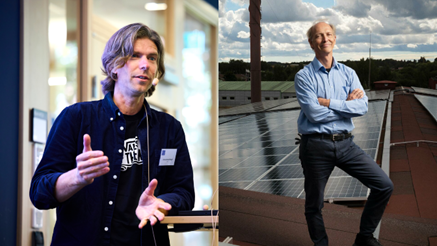 Porträtt av Jonas Anund Vogel och Kent Tillberg som talar på eventet.