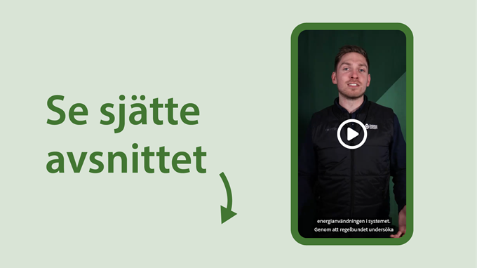 Illustration. Mobil med videon "Tips 6: Kontrollera tryckluftssystemet". Till vänster står det "Se sjätte avsnittet".