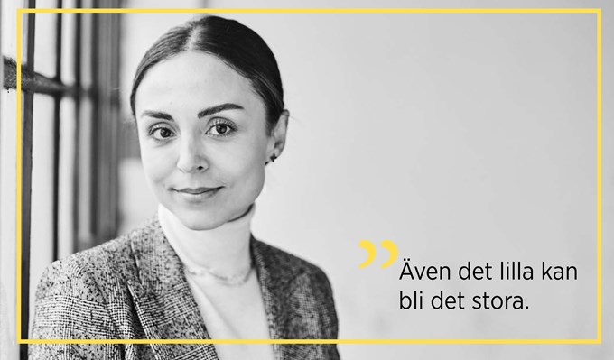 En innovatör citeras "Även det lilla kan bli det stora".