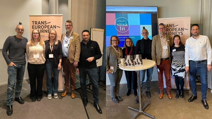 Författare uppställda på rad. 