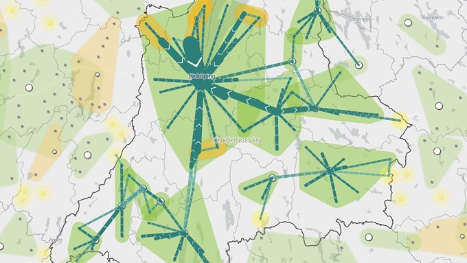 Karta över Jönköpings län.